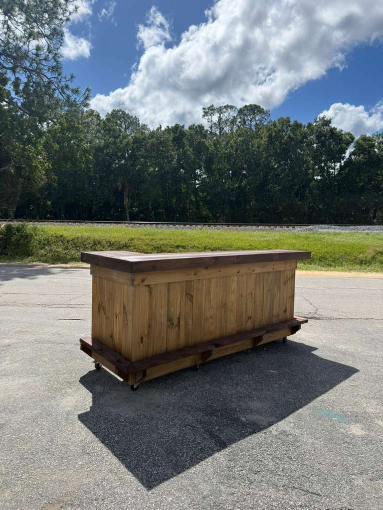 π386-346-5172 | 8ft L on R (bartenders perspective) - Bartender Station, 2x shelf, Footrest (all), Stain
