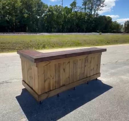 8ft L-Shaped Outdoor Bar | Backyard & Poolside Tiki Bar