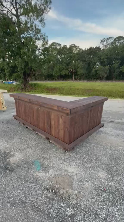 📞386-346-5172 | 9x5 L on L (bartenders perspective) - Bartender station, 2x shelf, Footrest (all),Stain