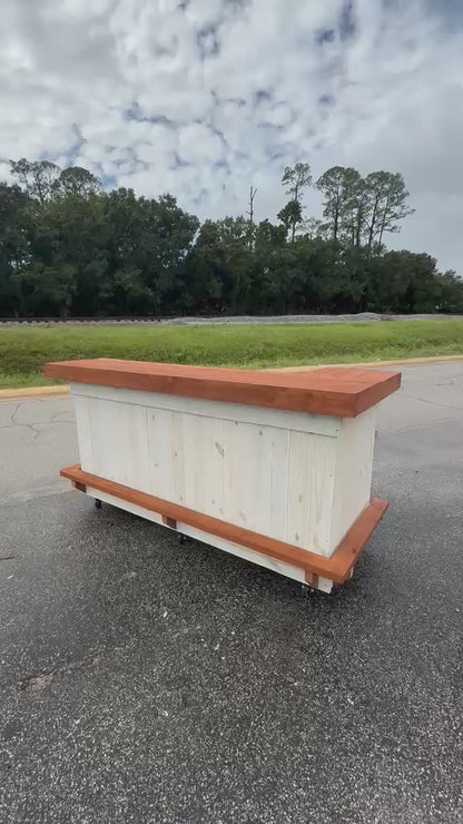 📞386-346-5172 | 8FT L on Left (bartenders perspective) –Bartender Station,2x Shelf, Footrest (all), Stain