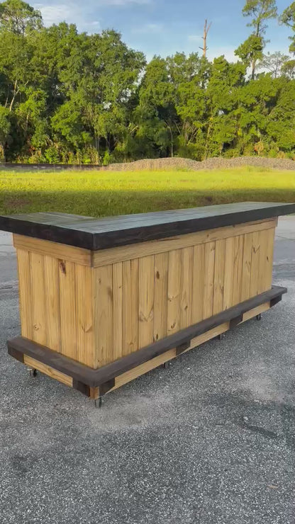 📞386-346-5172 | 7ft L on the right(bartenders perspective) - Bartender Station, 2x shelf, footrest(all), Stain, LEDs