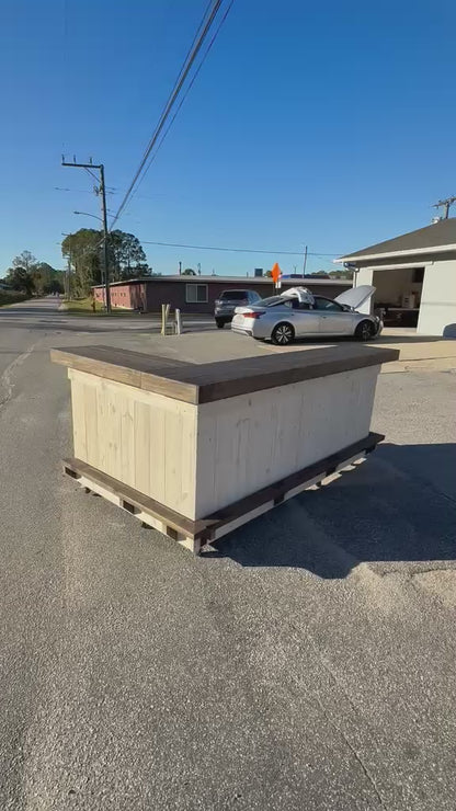 📞386-346-5172 | 8ft L on R (bartenders perspective) - Bartender Station, 2x shelf, Footrest (all), Stain