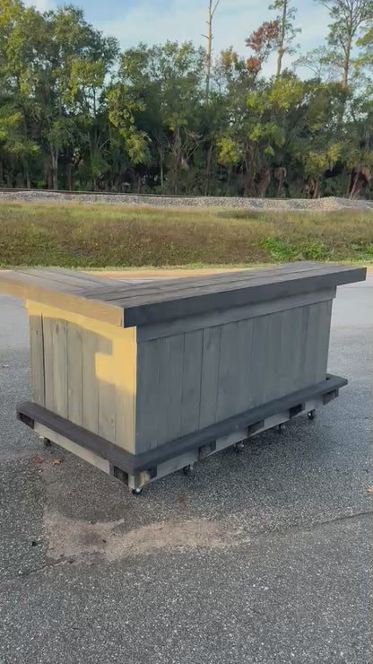 📞386-346-5172 | 6ft L on right (bartenders perspective) - Bartender Station, 2x shelf, Footrest (all), Stain