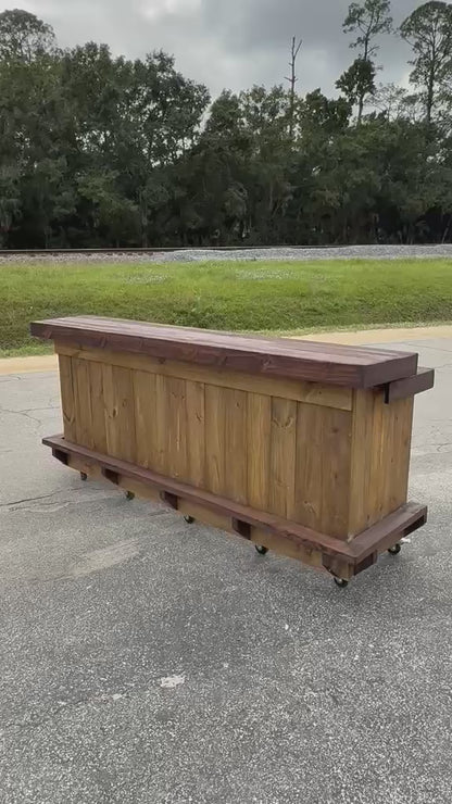 📞386-346-5172 | 8FT Straight Bar – Bartender Station, 1x Shelf, Footrest (all), Stain