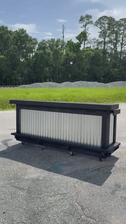 📞386-346-5172 | 9ft Straight Bar – Bartender Station, 1x Shelf, Footrest (all), Stain