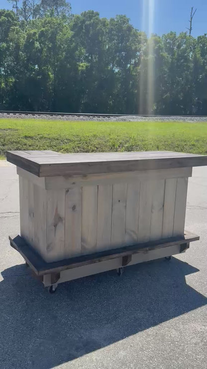 📞386-346-5172 | 5FT L on right (bartenders perspective) – 2x Shelf, Footrest (all), Stain