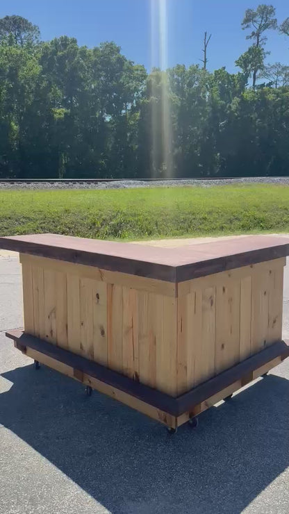📞386-346-5172 | 7FT L on L (bartenders perspective) – Bartender Station, 1x Shelf, Footrest (all), Stain