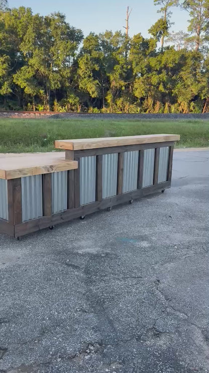 📞386-346-5172 | 12ft Straight bar - Bartender Station, 2x Shelf, Stain, Poly, Metal