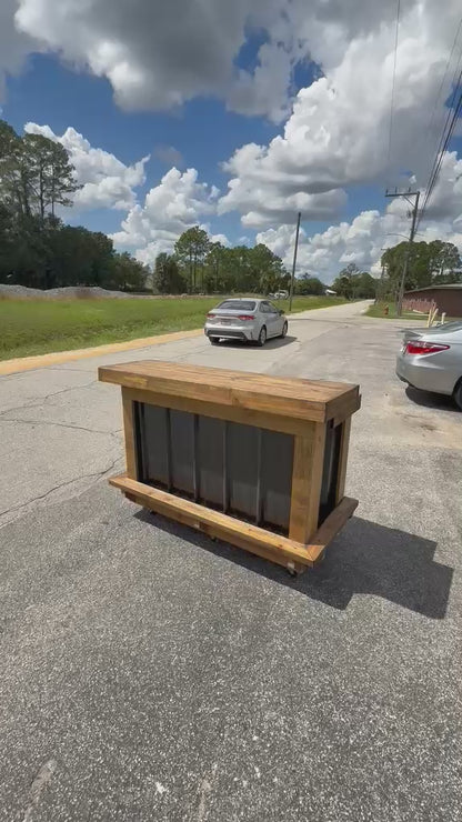 📞386-346-5172 | 6ft Straight - Bartender Station, 2x shelf, Footrest (all), Stain