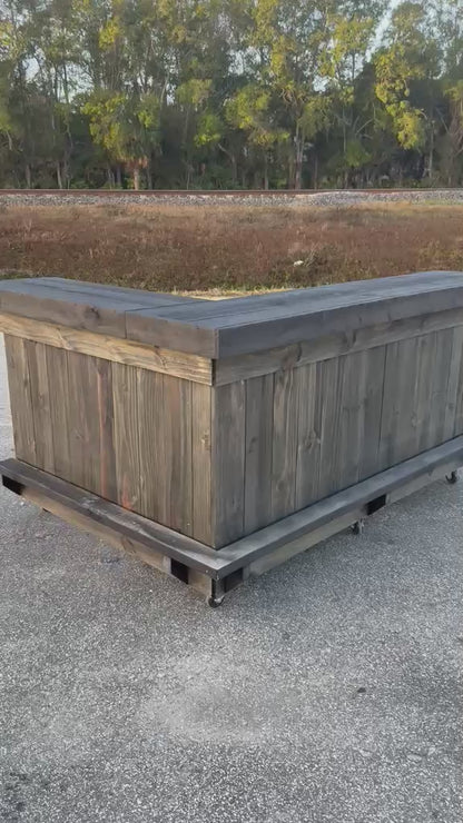 8ft  L-Shaped Patio Bar | Custom Outdoor Tiki Bar