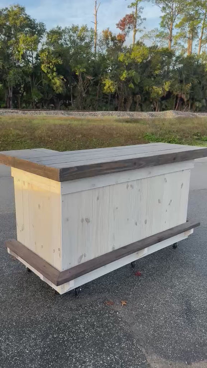 📞386-346-5172 | 5FT L on right (bartenders perspective) – 1x Shelf, Footrest (all), Stain