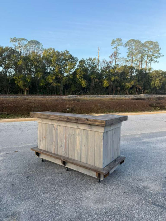 📞386-346-5172 | 6FT L on left (bartenders perspective) – Bartender Station, 2x Shelf, Footrest (all), Stain