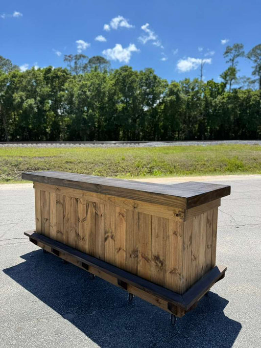 📞386-346-5172 | 8ft L on R (bartenders perspective) -Bartender Station, 1x shelf, Footrest (all), Stain