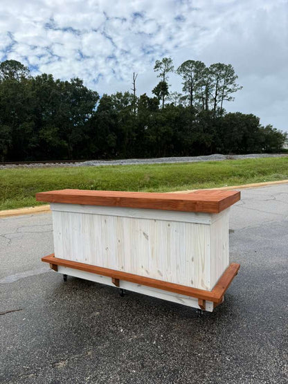📞386-346-5172 | 8FT L on Left (bartenders perspective) –Bartender Station,2x Shelf, Footrest (all), Stain