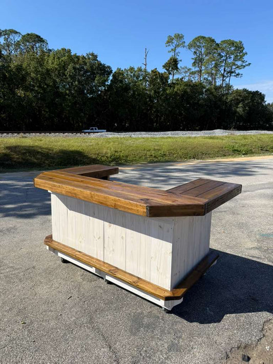 9FT U-Shaped Bar – Bartender Station, 1x Shelf, Footrest (all), Stain, Poly