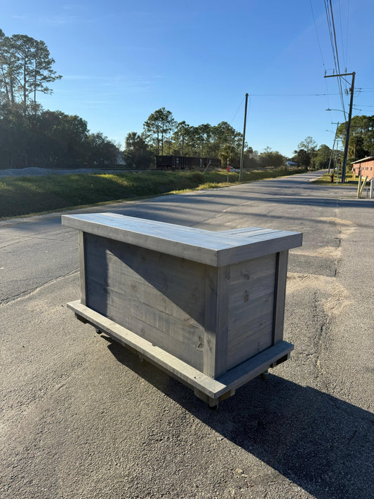 📞386-346-5172 | 6ft L on Left (bartenders perspective) - Bartender Station, 2x shelf, Footrest (all), Stain