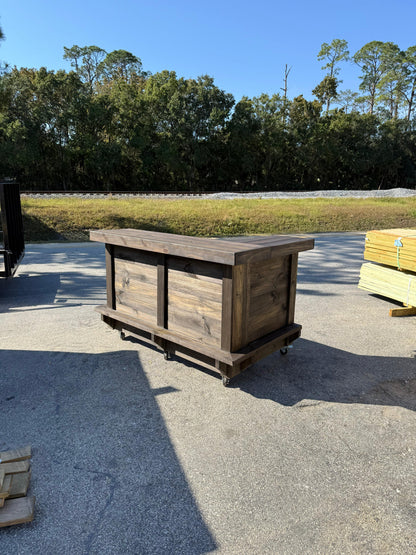 📞386-346-5172 | 7ft L on Left (bartenders perspective) -Bartender station,1x Shelf, Footrest (all), Stain