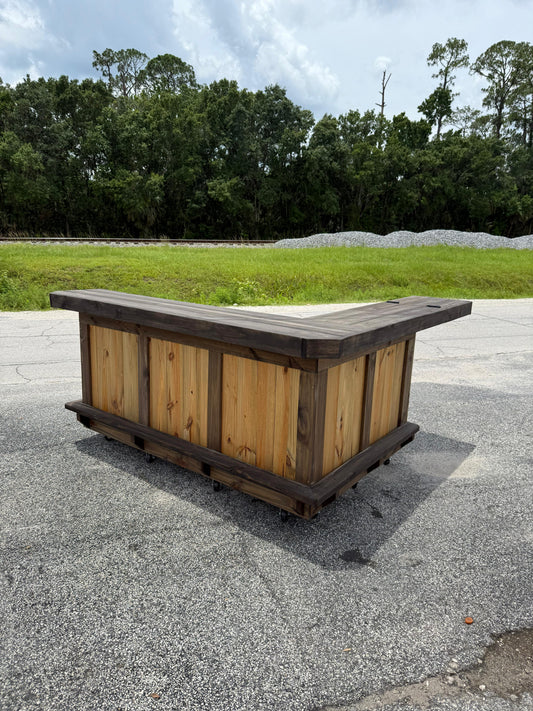 9x5 L on L (bartenders perspective) - Bartender Station, 2x shelf, Footrest (all), Stain