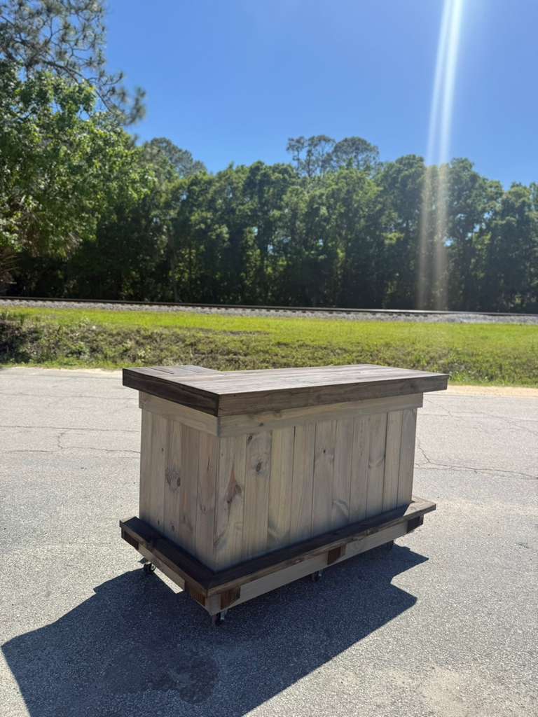 📞386-346-5172 | 5FT L on right (bartenders perspective) – 2x Shelf, Footrest (all), Stain