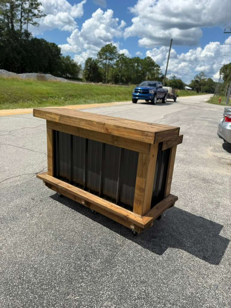📞386-346-5172 | 6ft Straight - Bartender Station, 2x shelf, Footrest (all), Stain