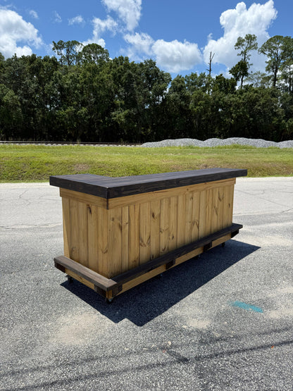 📞386-346-5172 | 6ft L on right (bartenders perspective) - Bartender Station, 2x shelf, Footrest (all), Stain