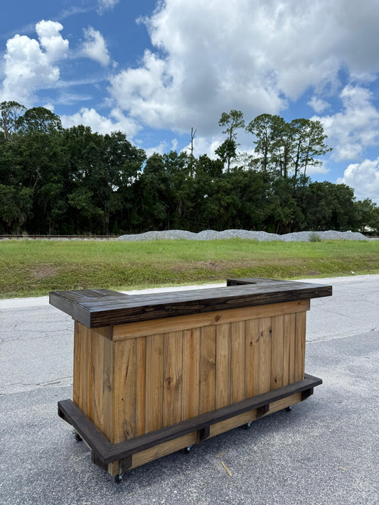 8FT U-Shaped Bar – Bartender Station, 1x Shelf, Footrest (all), Stain