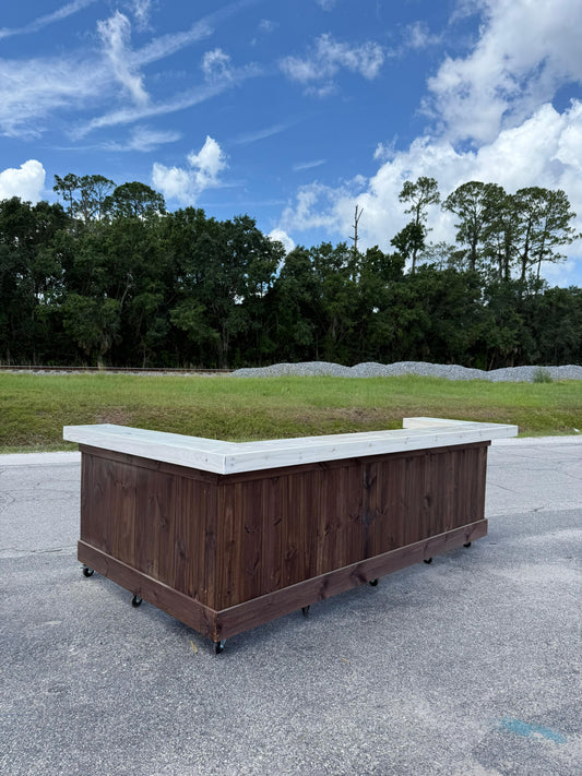 10ft U-Shaped Bar - Bartender Station, 1x Shelf, Stain