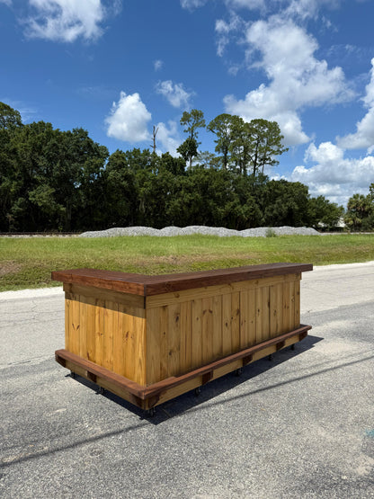 📞386-346-5172 | 8ft L on the right(bartenders perspective) - Bartender Station, 1x shelf, footrest(all), Stain, Poly