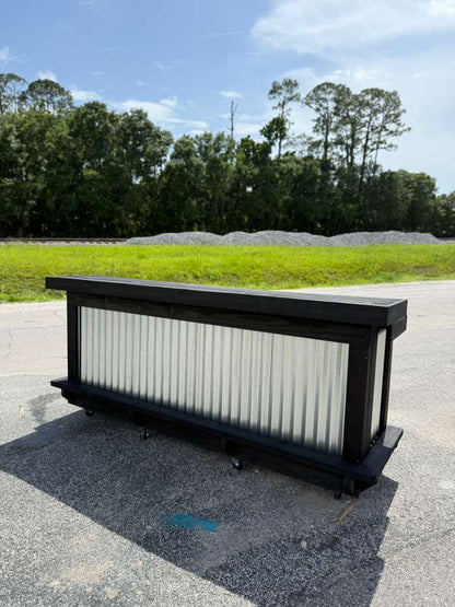 📞386-346-5172 | 9ft Straight Bar – Bartender Station, 1x Shelf, Footrest (all), Stain