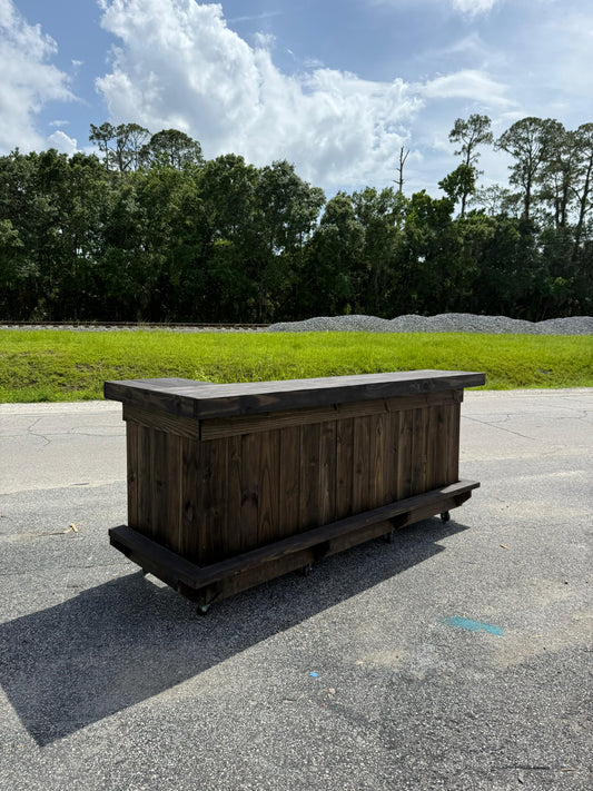8x4 L on R (bartenders perspective) - Bartender Station, 2x shelf, Footrest(all), Stain