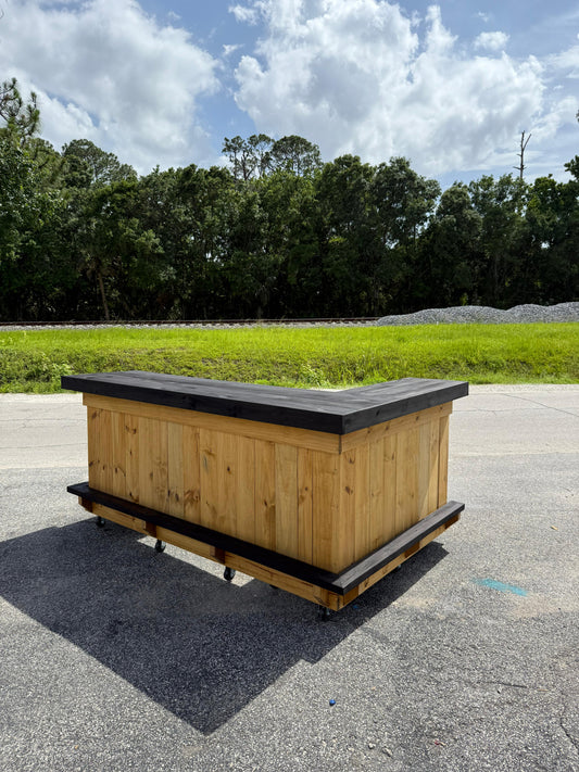 8x5 L on left (bartenders perspective) - Bartender Station, 2x shelf, Footrest (all), Stain